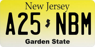 NJ license plate A25NBM