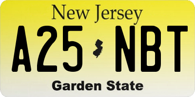 NJ license plate A25NBT
