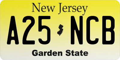NJ license plate A25NCB