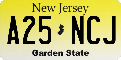 NJ license plate A25NCJ