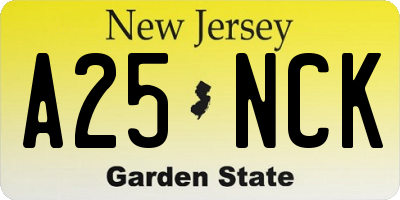 NJ license plate A25NCK