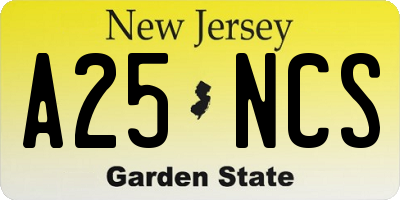 NJ license plate A25NCS