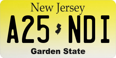 NJ license plate A25NDI