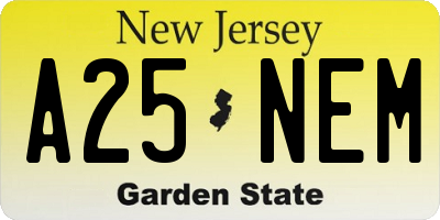 NJ license plate A25NEM