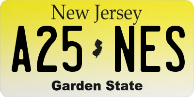 NJ license plate A25NES