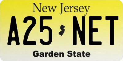 NJ license plate A25NET