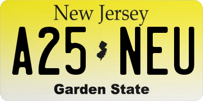 NJ license plate A25NEU