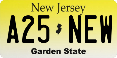 NJ license plate A25NEW
