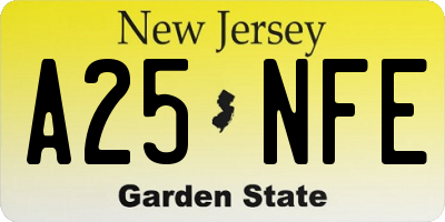NJ license plate A25NFE