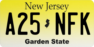 NJ license plate A25NFK