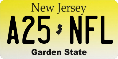 NJ license plate A25NFL