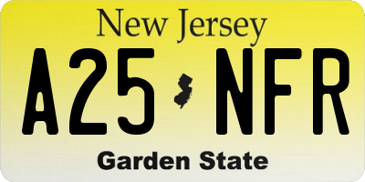 NJ license plate A25NFR