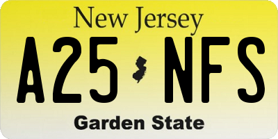 NJ license plate A25NFS