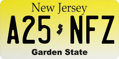 NJ license plate A25NFZ