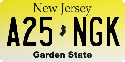 NJ license plate A25NGK