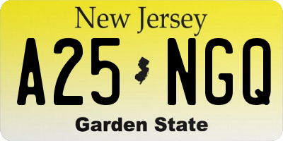 NJ license plate A25NGQ