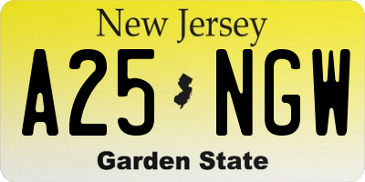 NJ license plate A25NGW