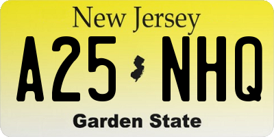NJ license plate A25NHQ
