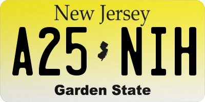 NJ license plate A25NIH