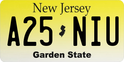 NJ license plate A25NIU