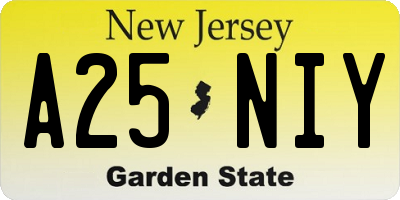 NJ license plate A25NIY