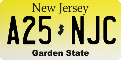 NJ license plate A25NJC