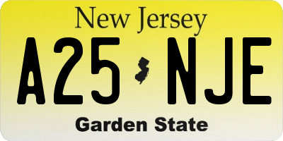 NJ license plate A25NJE