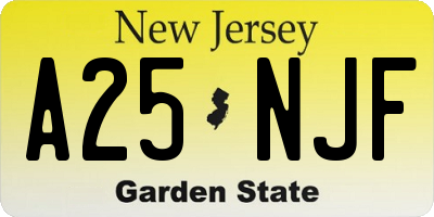 NJ license plate A25NJF