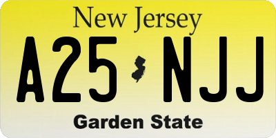 NJ license plate A25NJJ