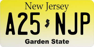 NJ license plate A25NJP