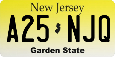 NJ license plate A25NJQ