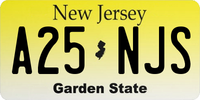 NJ license plate A25NJS