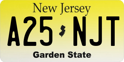 NJ license plate A25NJT