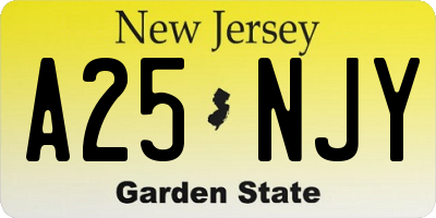 NJ license plate A25NJY