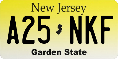 NJ license plate A25NKF