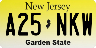 NJ license plate A25NKW