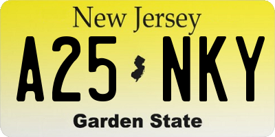 NJ license plate A25NKY