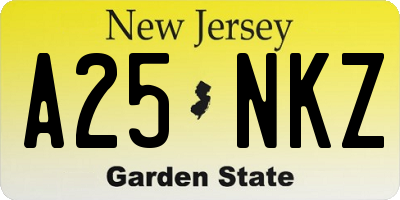 NJ license plate A25NKZ