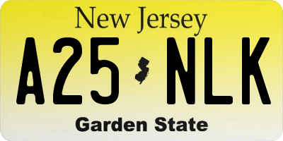 NJ license plate A25NLK