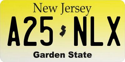 NJ license plate A25NLX