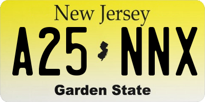 NJ license plate A25NNX