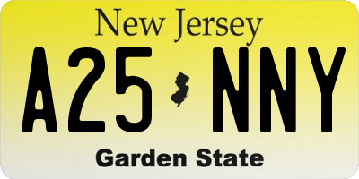 NJ license plate A25NNY