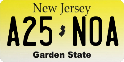 NJ license plate A25NOA