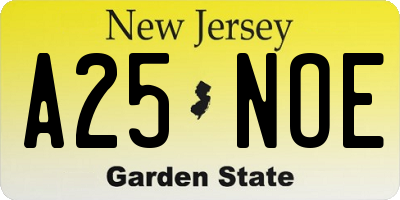 NJ license plate A25NOE