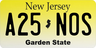 NJ license plate A25NOS