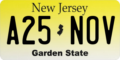 NJ license plate A25NOV