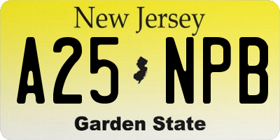 NJ license plate A25NPB