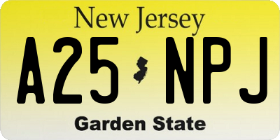 NJ license plate A25NPJ