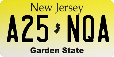NJ license plate A25NQA