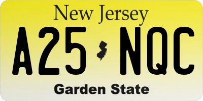 NJ license plate A25NQC